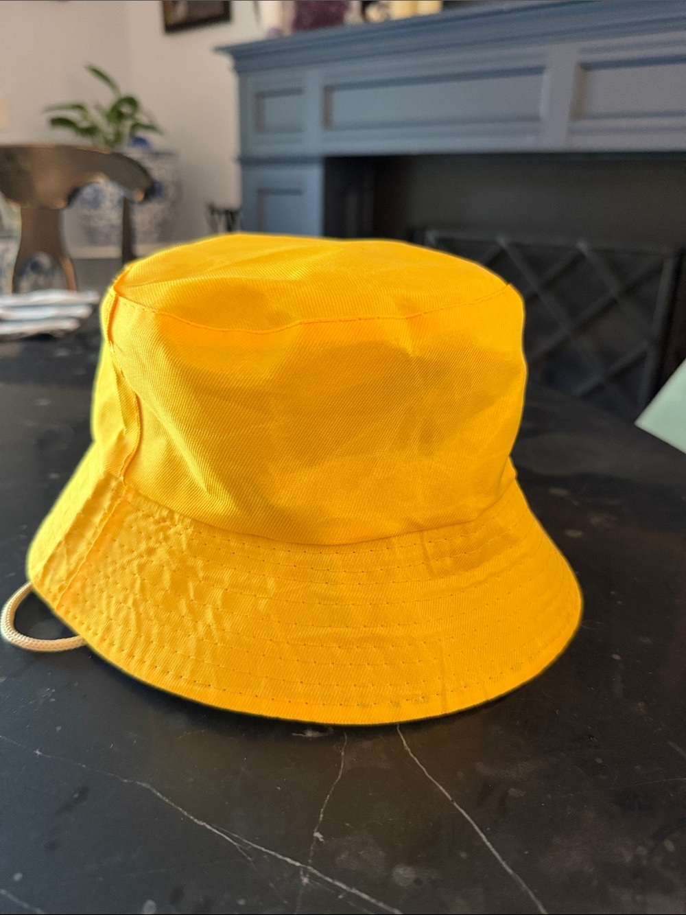 Kids Yellow Bucket Hat with Chin Cord - Classic Sun Hat
